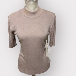 Dreamers tan Mock turtleneck short  sleeve top . Sz L